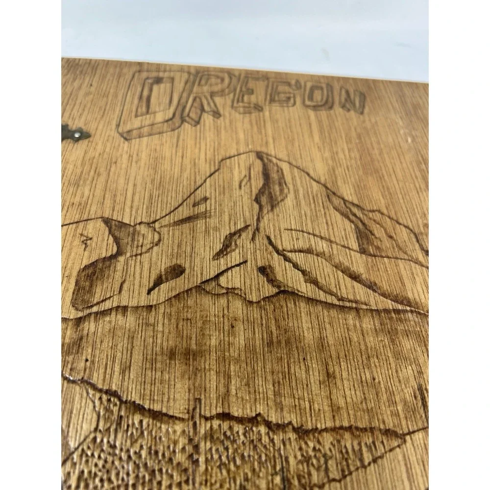 Vintage Hand Carved Wood Journal Oregon Ephemera‎ OOAK Social Studies Project